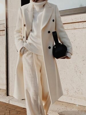 Casual Streetwear Double Breasted Lapel Long Sleeve Long Coat - Image 3