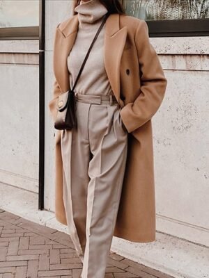 Casual Streetwear Double Breasted Lapel Long Sleeve Long Coat - Image 4