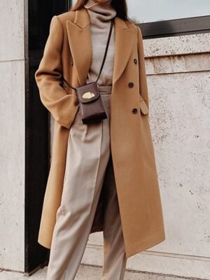 Casual Streetwear Double Breasted Lapel Long Sleeve Long Coat - Image 5