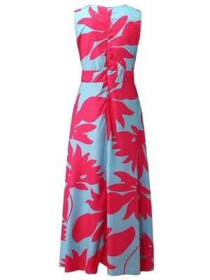 Casual Swing Floral Deep V Sleeveless Maxi Dress - Image 3