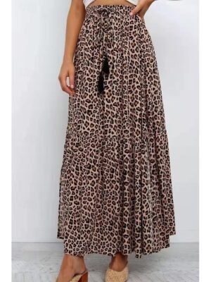 Casual Swing Leopard High Rise Maxi Skirt - Image 6