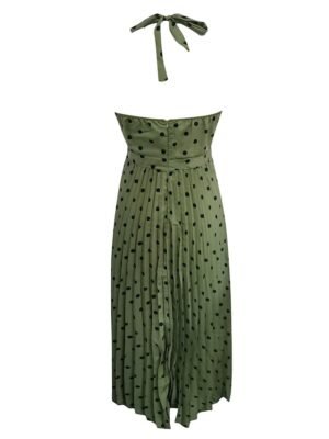 Casual Swing Polka Dot Halter Sleeveless Maxi Dress - Image 2