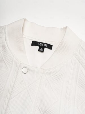 Casual Textured Crew Neck Raglan Sleeve Bomber Jacket - Image 10