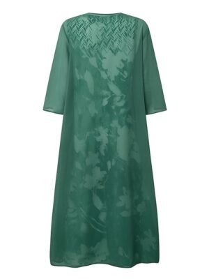 Casual Two Piece Floral U Neck Half Sleeve Midi Dress - Image 3