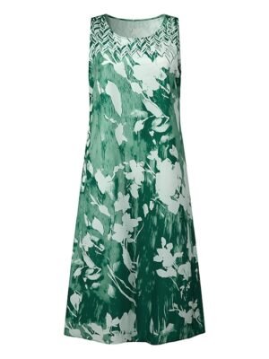 Casual Two Piece Floral U Neck Half Sleeve Midi Dress - Image 4