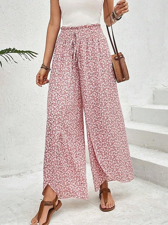 Casual Wide Leg Geometric High Waist Long Trousers - Image 2