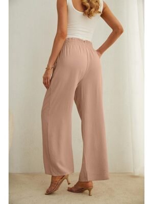 Casual Wide Leg High Waist Lace-Up Trousers - Image 7