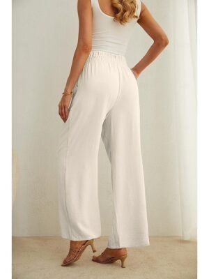 Casual Wide Leg High Waist Lace-Up Trousers - Image 9