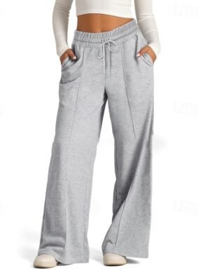 Casual Wide Leg Plain Elastic Waist Full Length Culottes - Image 1
