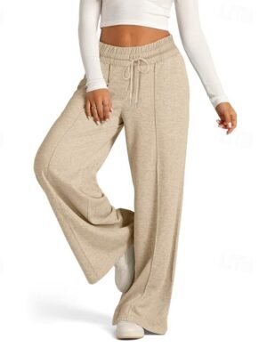 Casual Wide Leg Plain Elastic Waist Full Length Culottes - Image 10