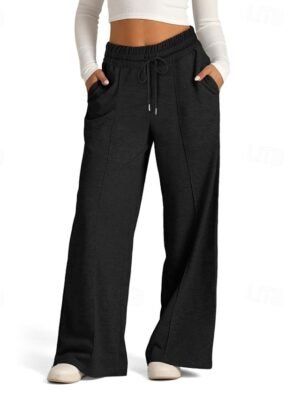 Casual Wide Leg Plain Elastic Waist Full Length Culottes - Image 11