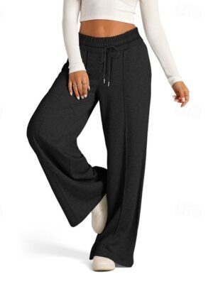 Casual Wide Leg Plain Elastic Waist Full Length Culottes - Image 12