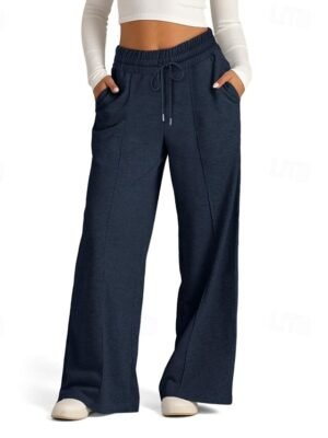 Casual Wide Leg Plain Elastic Waist Full Length Culottes - Image 13