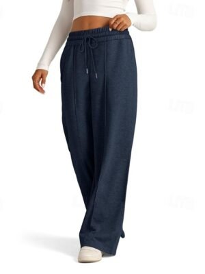 Casual Wide Leg Plain Elastic Waist Full Length Culottes - Image 14