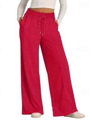 Casual Wide Leg Plain Elastic Waist Full Length Culottes - Image 15