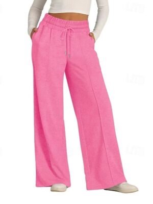 Casual Wide Leg Plain Elastic Waist Full Length Culottes - Image 16