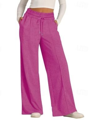 Casual Wide Leg Plain Elastic Waist Full Length Culottes - Image 17