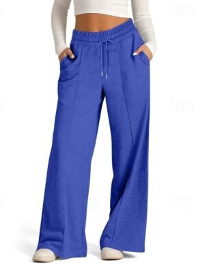 Casual Wide Leg Plain Elastic Waist Full Length Culottes - Image 19