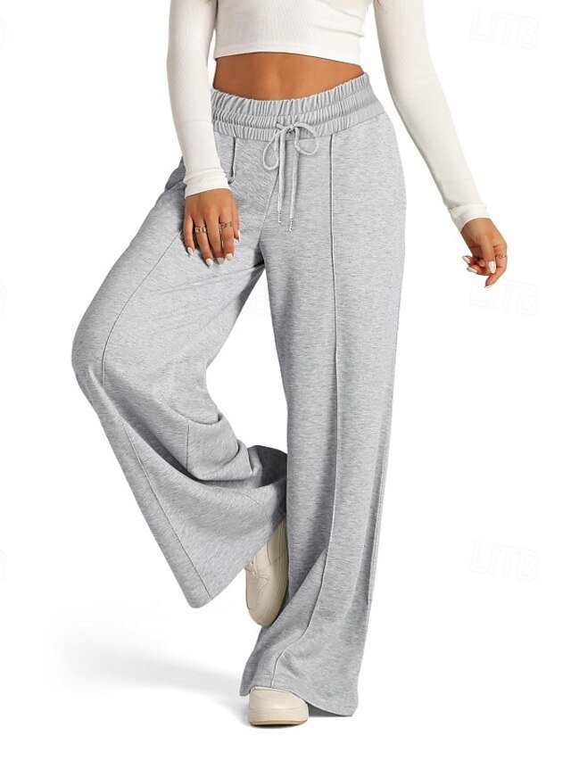 Casual Wide Leg Plain Elastic Waist Full Length Culottes - Image 2