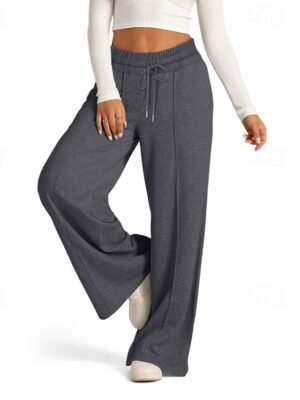 Casual Wide Leg Plain Elastic Waist Full Length Culottes - Image 4