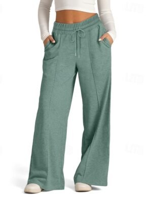 Casual Wide Leg Plain Elastic Waist Full Length Culottes - Image 5