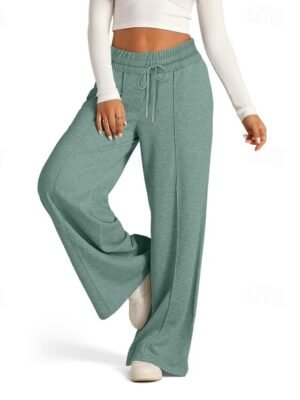 Casual Wide Leg Plain Elastic Waist Full Length Culottes - Image 6