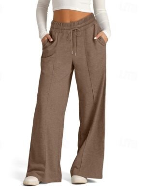Casual Wide Leg Plain Elastic Waist Full Length Culottes - Image 7