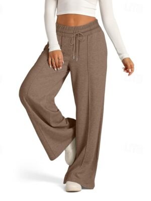 Casual Wide Leg Plain Elastic Waist Full Length Culottes - Image 8