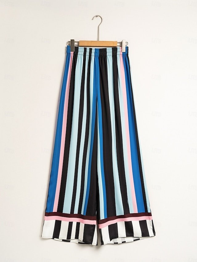 Casual Wide Leg Satin Maxi Pants - Image 1