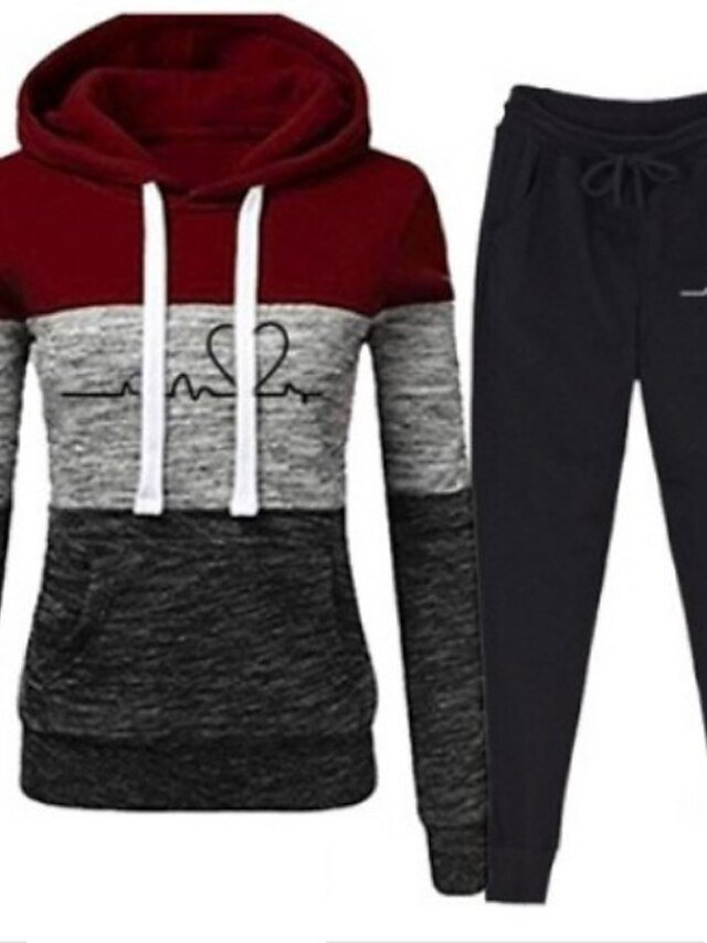 Casual Winter Quick Dry Long Sleeve Colour Block Tracksuit - Image 2