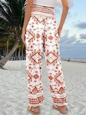 Chic Baggy Multi-Colour Geometric High Waist Full Length Pants - Image 12
