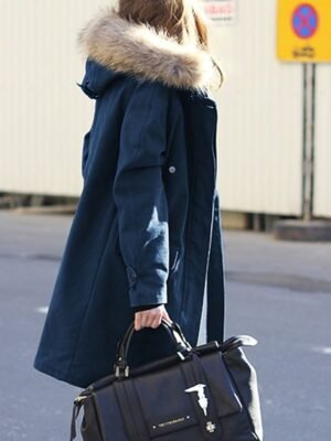 Chic Casual Solid Fur Collar Long Winter Parka - Image 2