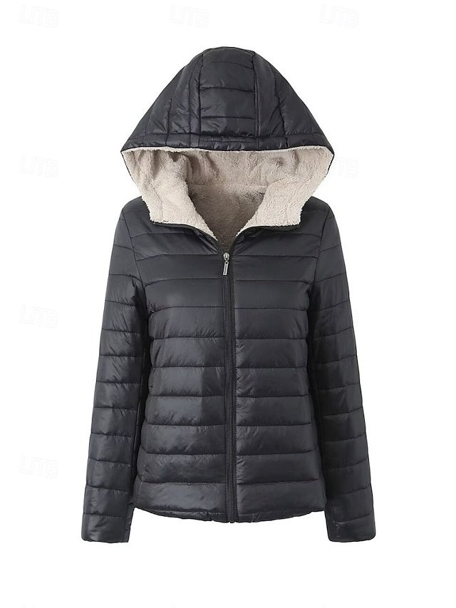 Chic Fitted Solid Lapel Long Sleeve Short Cotton-Padded Jacket - Image 1