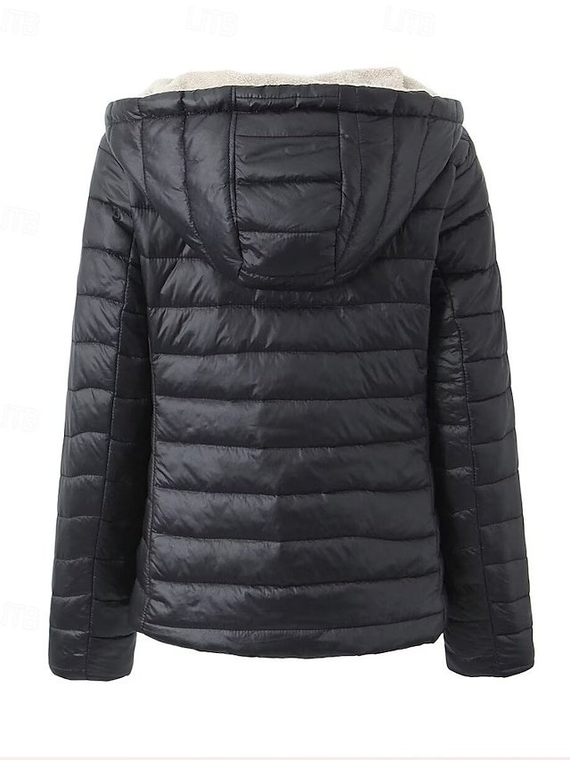Chic Fitted Solid Lapel Long Sleeve Short Cotton-Padded Jacket - Image 2
