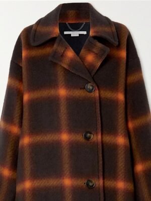 Chic Long Plaid Lapel Single Breasted Winter Coat - Image 3