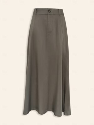 Chic Maxi Plain Skirt with Pockets and Belt - Image 6