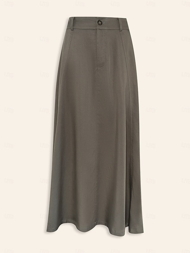 Chic Maxi Plain Skirt with Pockets and Belt - Image 6