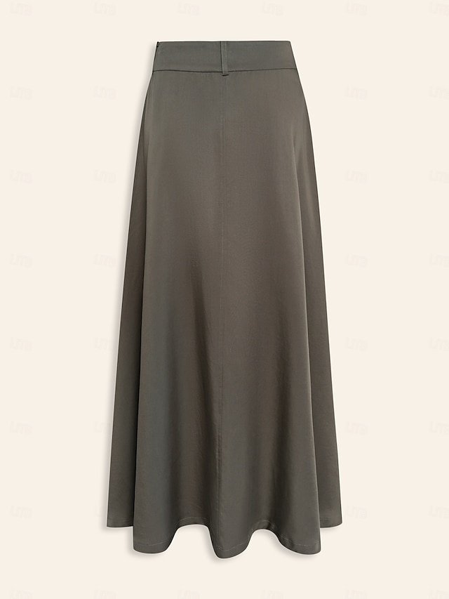 Chic Maxi Plain Skirt with Pockets and Belt - Image 7