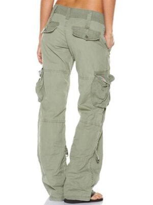 Chic Modern Casual Sporty Plain Low Waist Full Length Cargo Trousers - Image 13