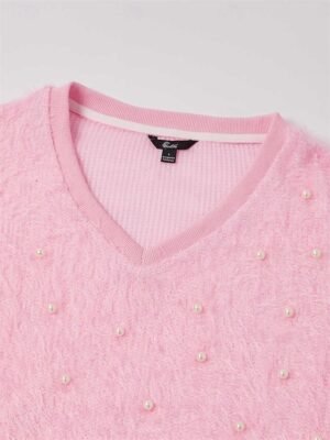 Chic Oversized Plain V Neck Long Sleeve Blouse - Image 3