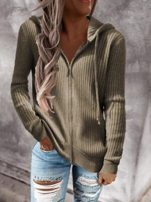 Chic Regular Fit Pure Colour Full Zip Long Sleeve Jacket - Image 1