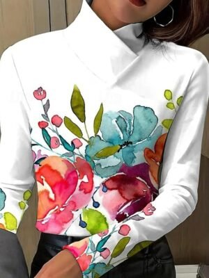 Chic Regular Solid Round Neck Bishop Sleeve Long Tunic Top - Image 4