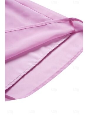 Chic Relaxed Fit Pastel Pink Round Neck Batwing Sleeve Above Knee Dress - Image 23