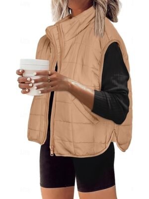 Chic Relaxed Plain V Neck Sleeveless Vest - Image 1