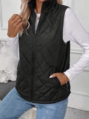 Chic Sleeveless Turtleneck Black Shrug - Image 5