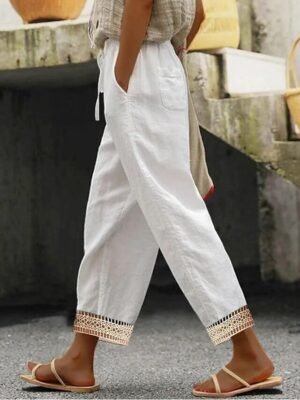 Chic Straight-Leg Plain Ankle-Length Trousers - Image 1