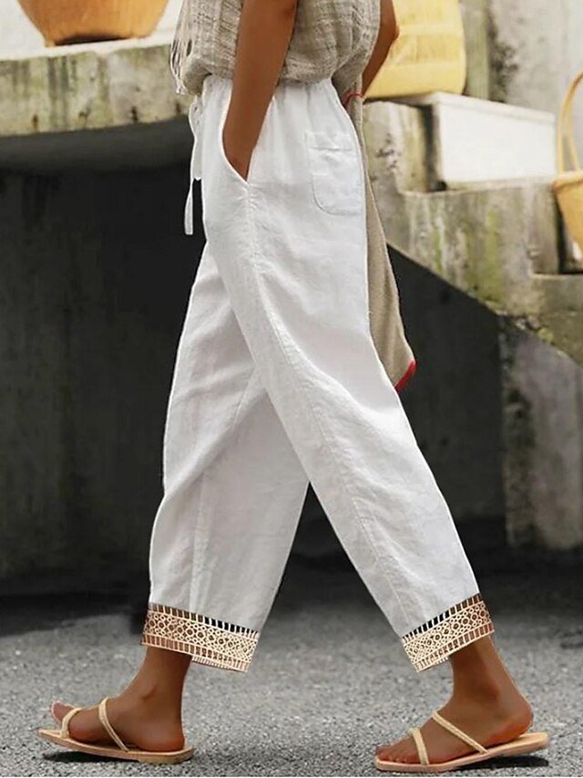 Chic Straight-Leg Plain Ankle-Length Trousers - Image 1