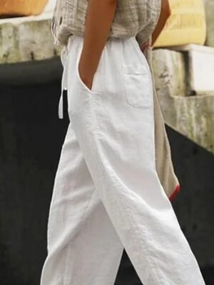 Chic Straight-Leg Plain Ankle-Length Trousers - Image 2