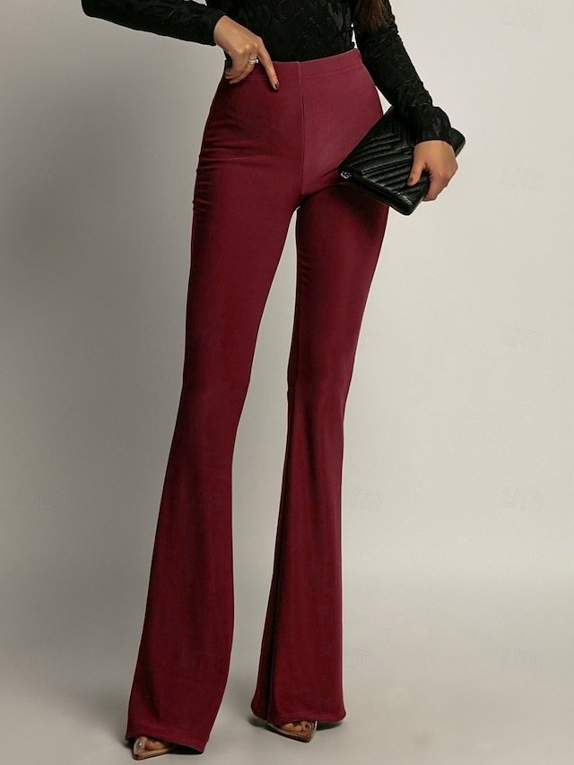 Claret Bell Bottom Micro-elastic Full Length Trousers - Image 2