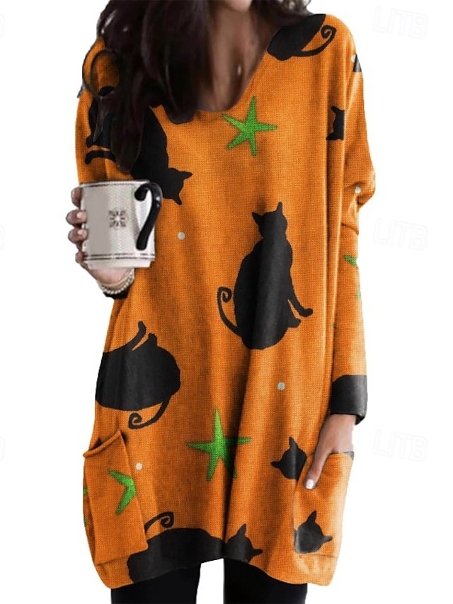 Classic Regular Fit Floral V Neck Long Sleeve Mini Dress - Image 1